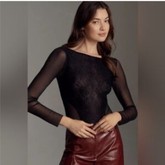 Brand New By Anthropologie Seamed Lace Bodysuit - Picture 4 of 7